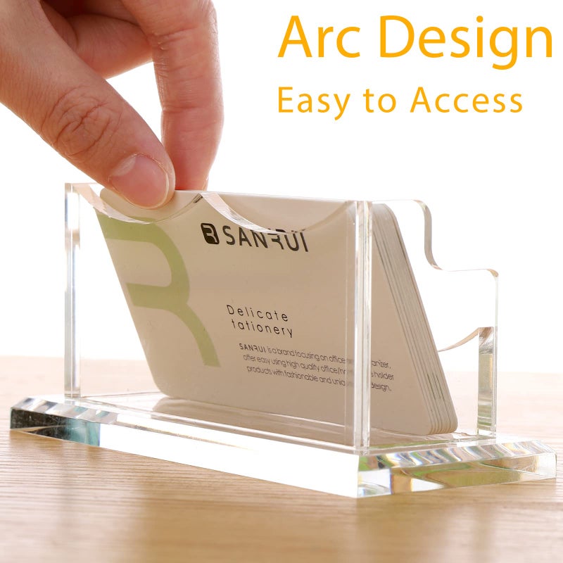 SANRUI Acrylic Business Card Holder for Desk, Horizontal Business Card Display Stand, Clear Business Card Holder Stand, Fits 50~60 Business Cardsï¼ˆPatent No.:US D1,000,519 Sï¼‰ - Image 5